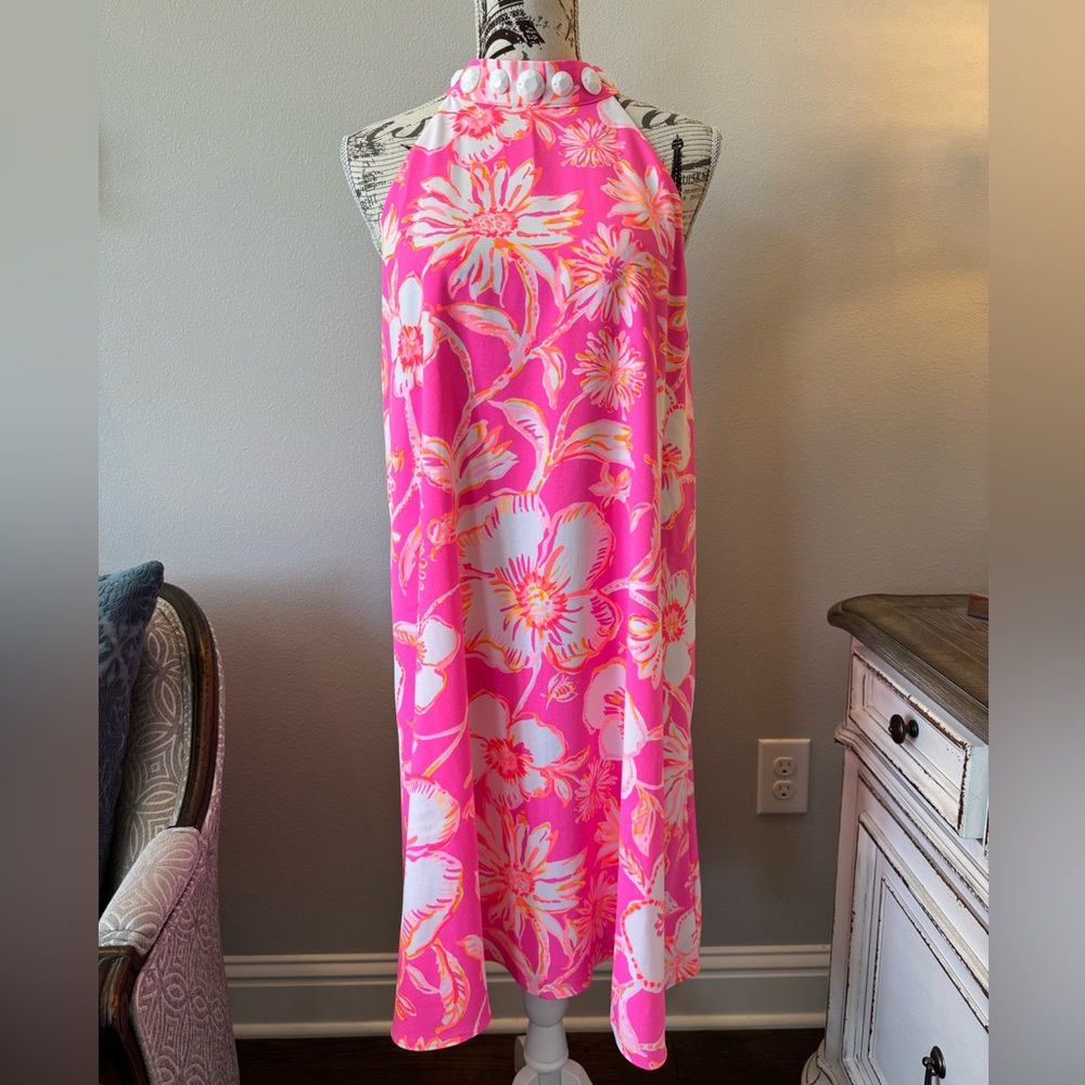 Lilly Pulitzer Pink Floral Halter Dress